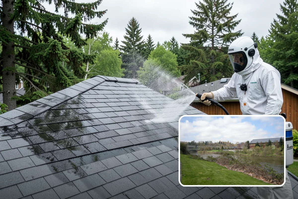 House Algae Removal in Tukwila, King County, WA - Dissolves the green algae film completely