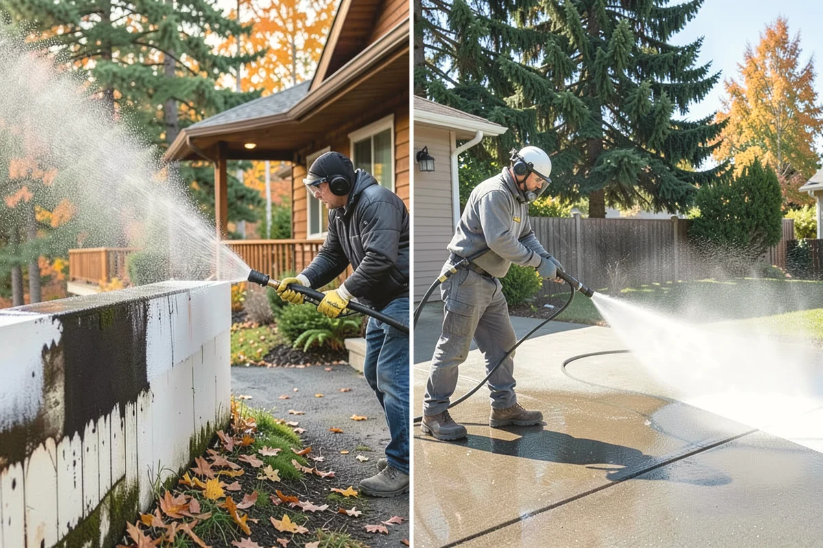 House Algae Removal in Tukwila, King County, WA - Identify the walls with the heaviest green coating