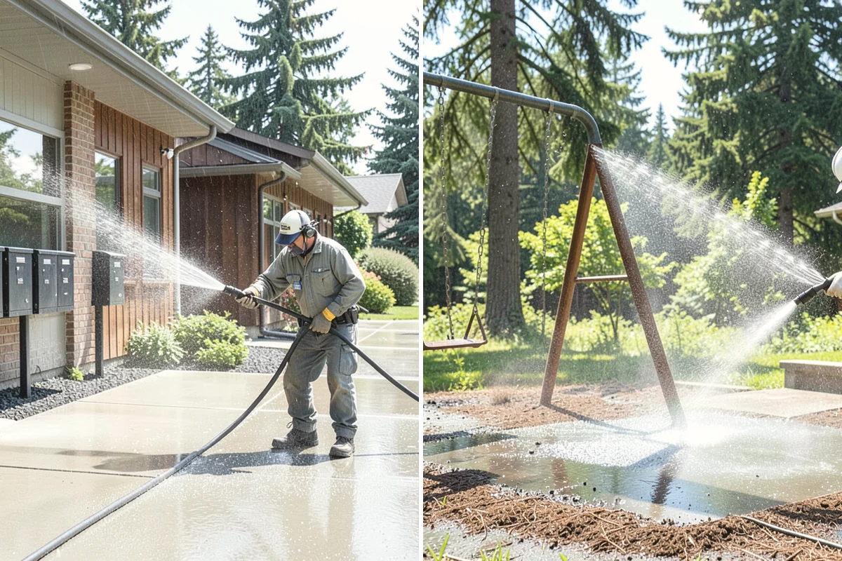 House Algae Removal in University Place, Pierce County, WA - Identify the walls with the heaviest green coating