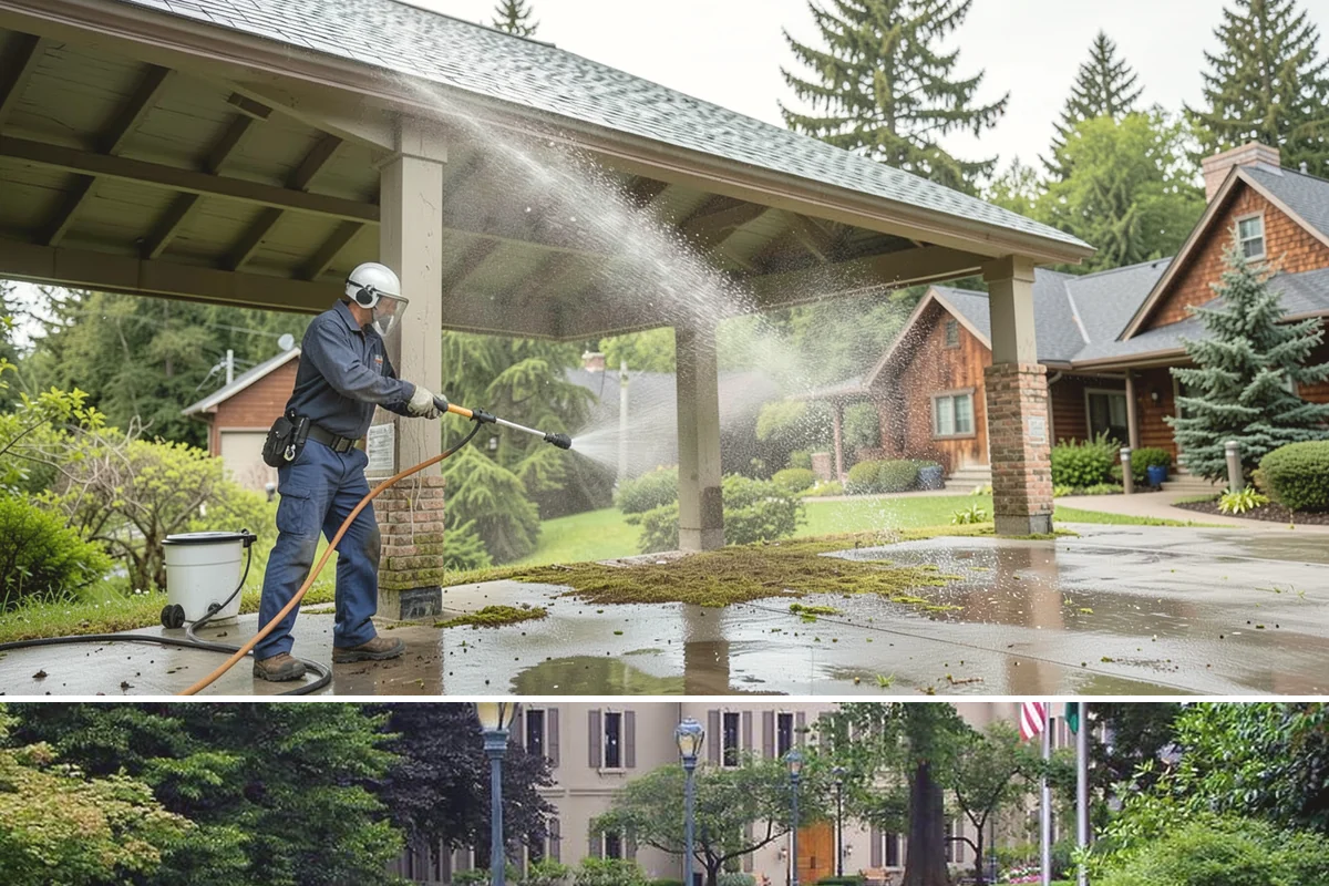House Algae Removal in Woodinville, King County, WA - Late spring through early fall gives the dry conditions the treatment needs to work before rain feeds new algae.