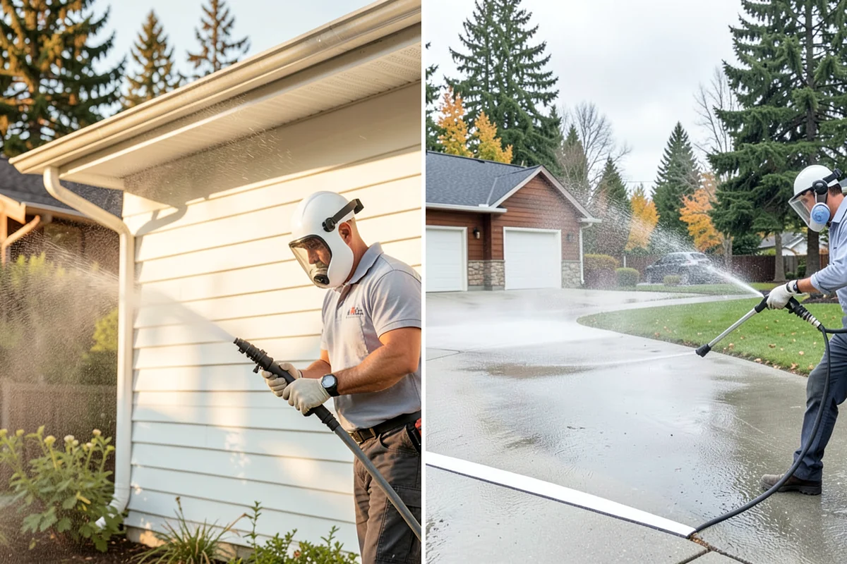 House Mildew Removal in Arlington, Snohomish County, WA - Locate the heaviest mildew on shaded elevations
