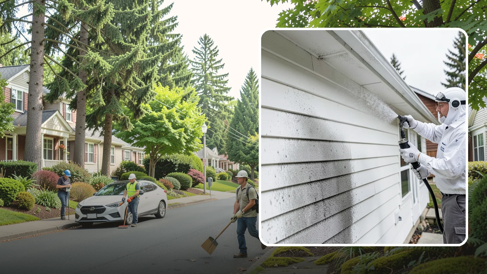 House Mildew Removal in Beaux Arts Village, King County, WA - House mildew removal eliminates the fuzzy gray and black mildew that our humid, shaded climate spreads across siding and trim.