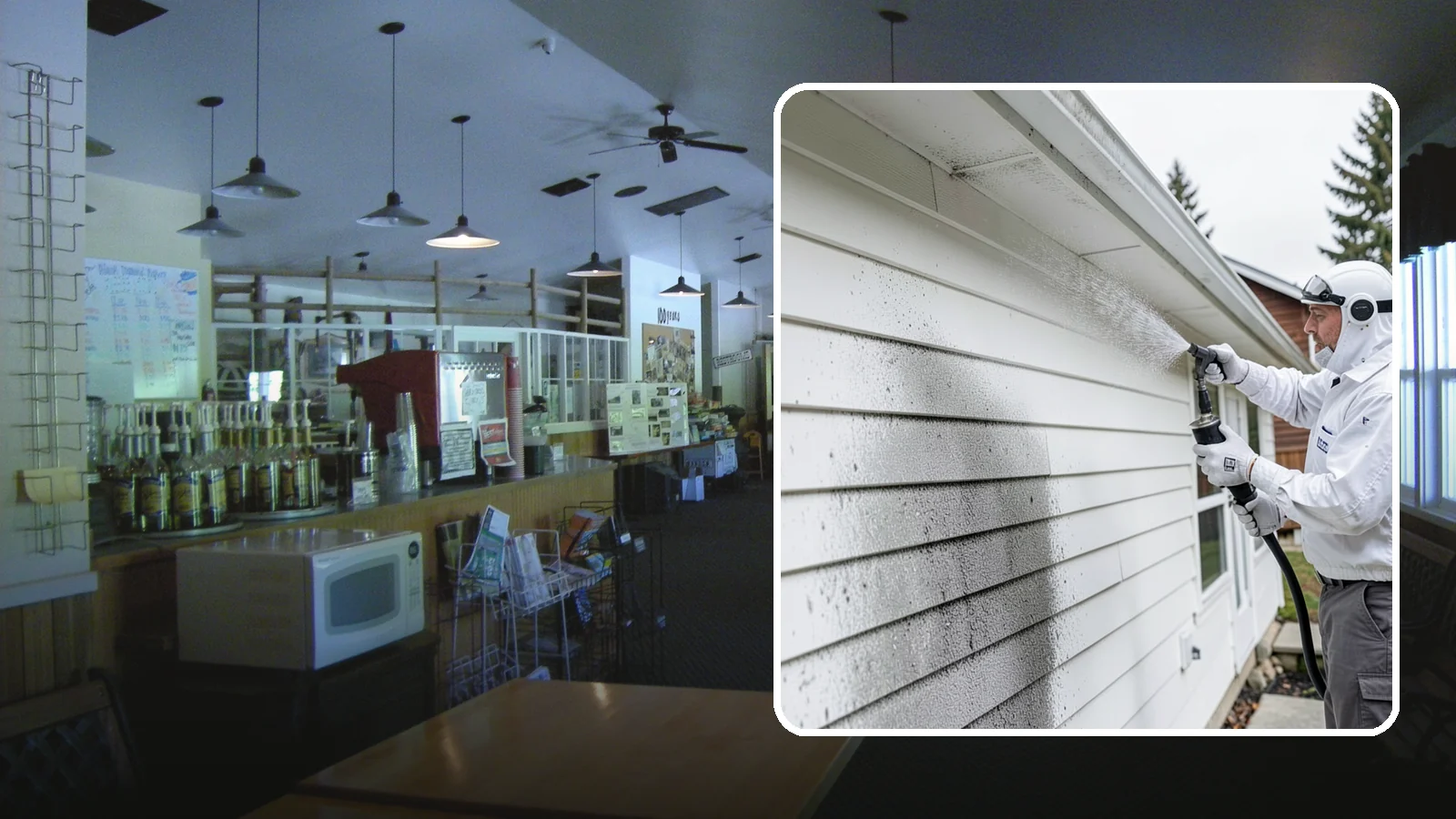 House Mildew Removal in Black Diamond, King County, WA - House mildew removal eliminates the fuzzy gray and black mildew that our humid, shaded climate spreads across siding and trim.
