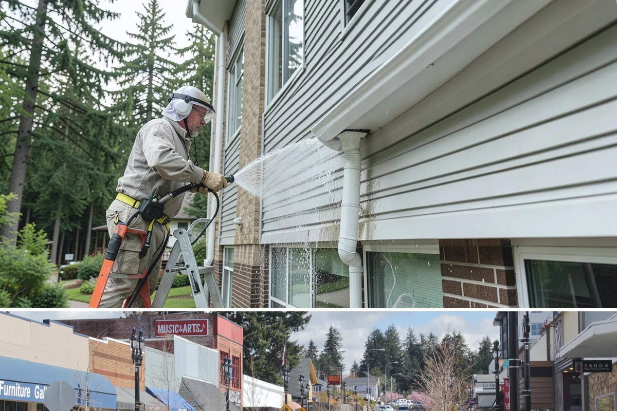 House Mildew Removal in Bothell, King County, WA - Treat during dry summer days so the solution can dwell and dry before renewed moisture feeds regrowth.