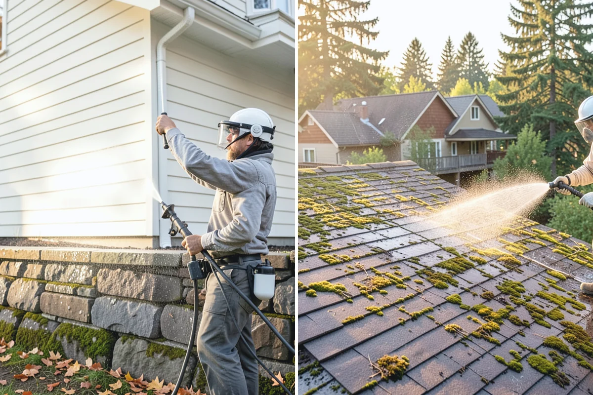 House Mildew Removal in Buckley, Pierce County, WA - Locate the heaviest mildew on shaded elevations