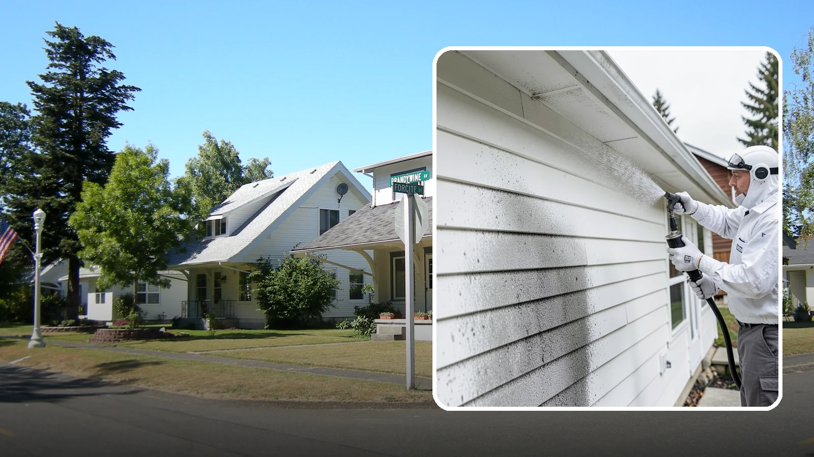 House Mildew Removal in DuPont, Pierce County, WA - House mildew removal eliminates the fuzzy gray and black mildew that our humid, shaded climate spreads across siding and trim.