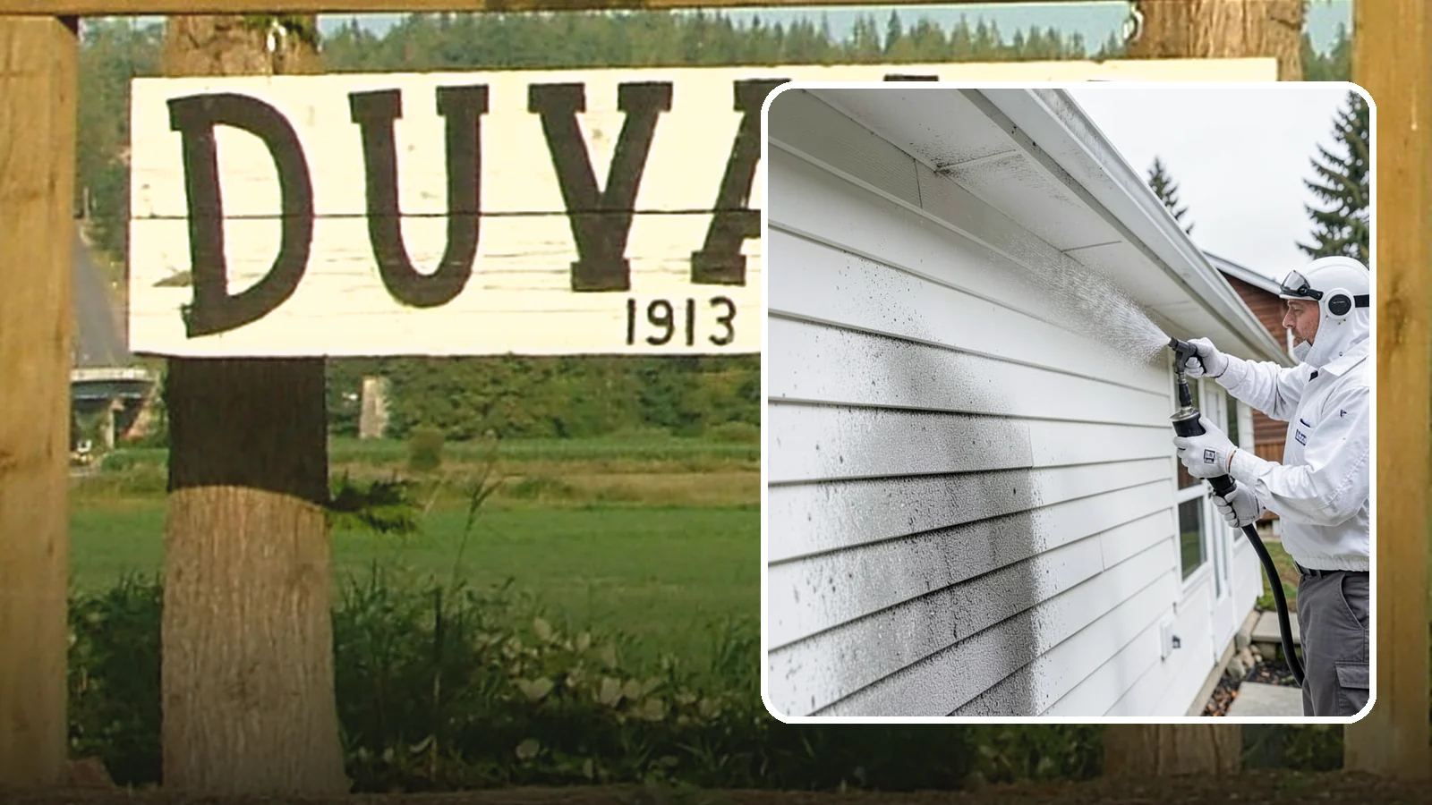 House Mildew Removal in Duvall, King County, WA - House mildew removal eliminates the fuzzy gray and black mildew that our humid, shaded climate spreads across siding and trim.