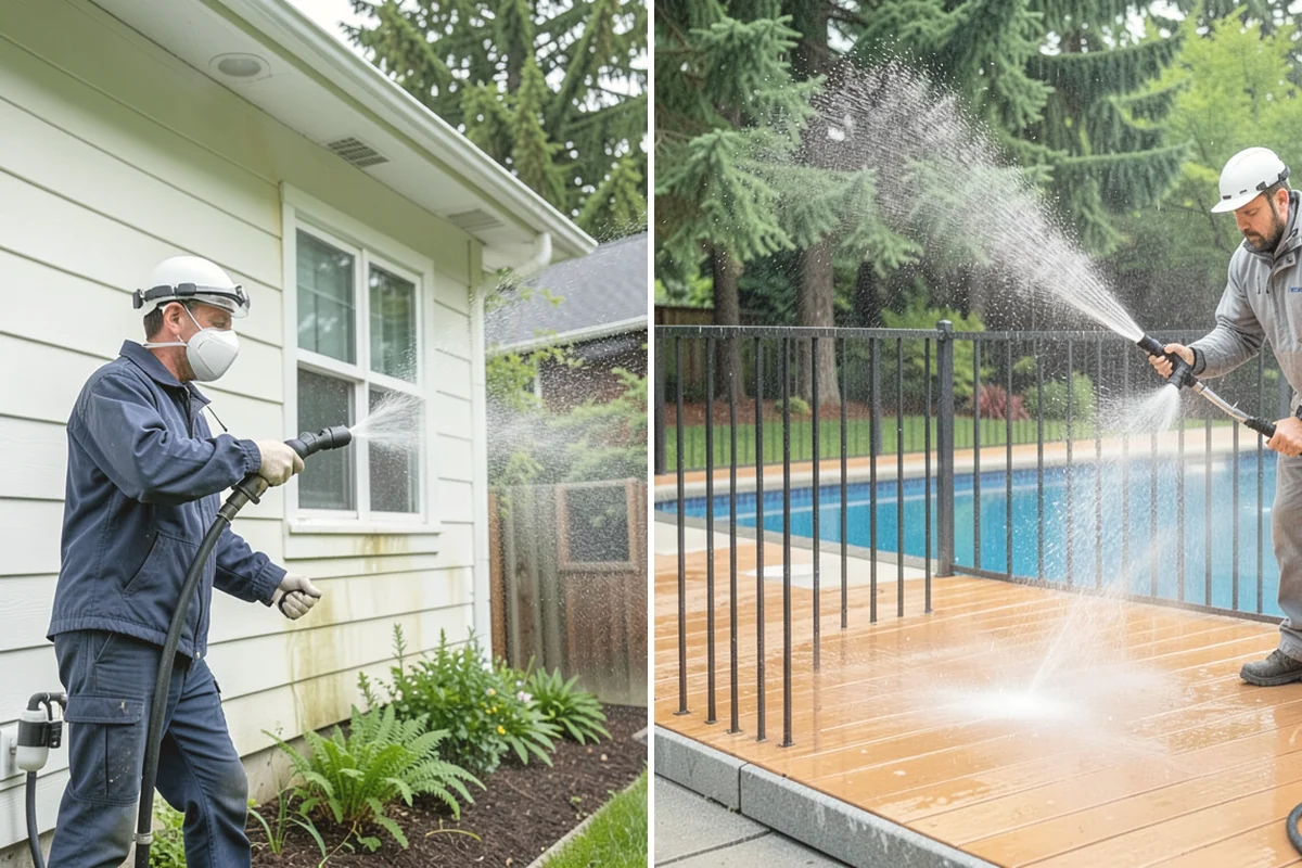 House Mildew Removal in Duvall, King County, WA - Locate the heaviest mildew on shaded elevations