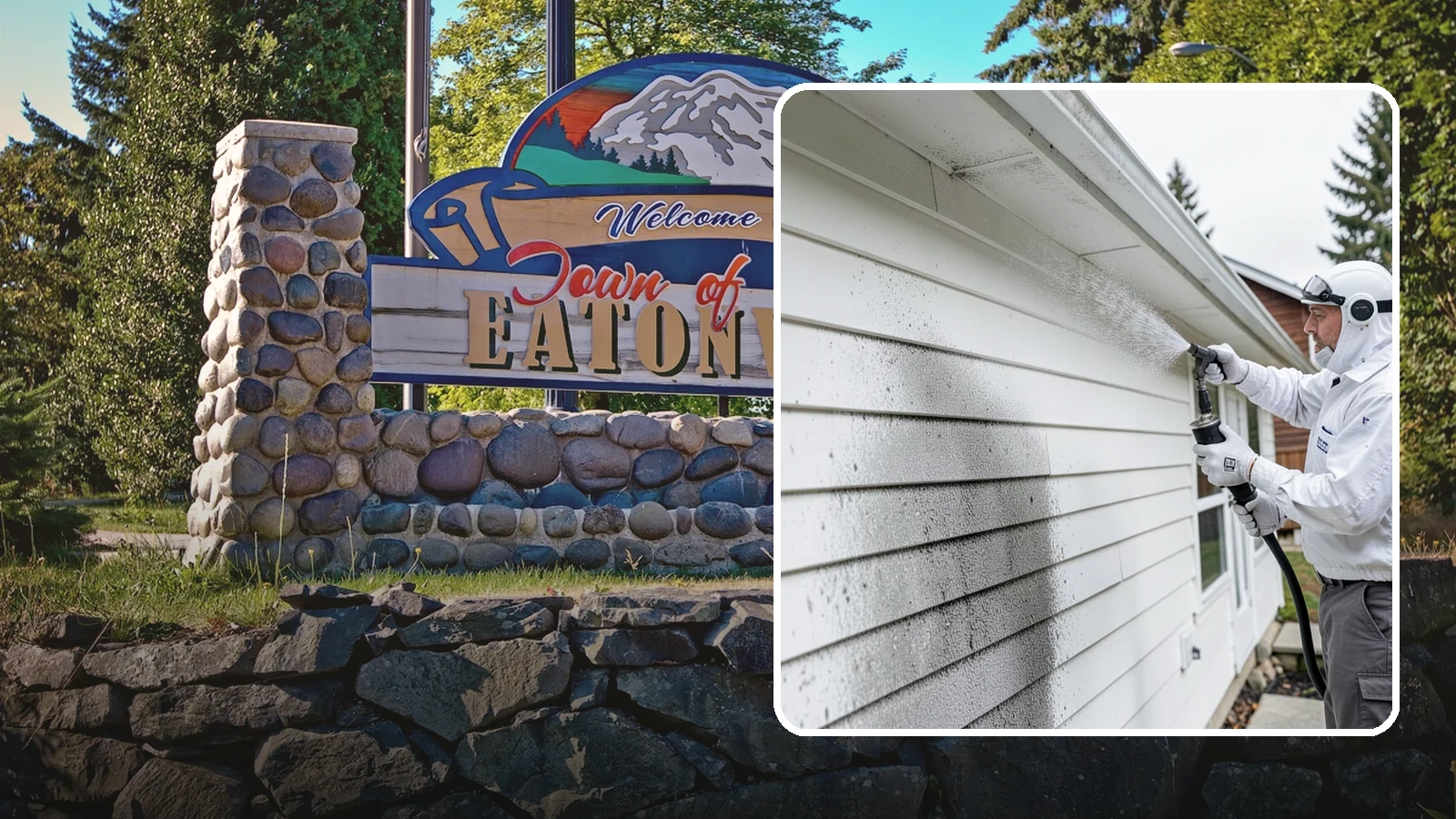 House Mildew Removal in Eatonville, Pierce County, WA - House mildew removal eliminates the fuzzy gray and black mildew that our humid, shaded climate spreads across siding and trim.