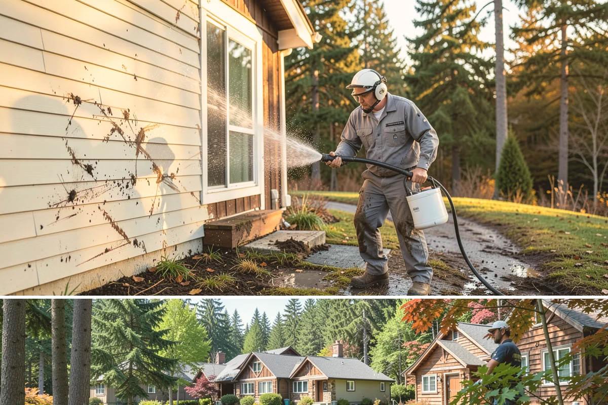 House Mildew Removal in Edgewood, Pierce County, WA - Treat during dry summer days so the solution can dwell and dry before renewed moisture feeds regrowth.