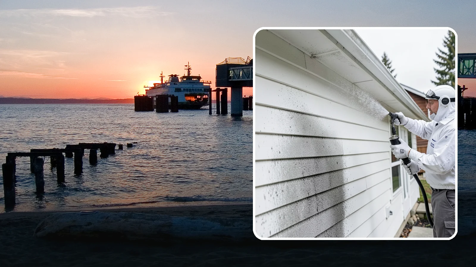 House Mildew Removal in Edmonds, Snohomish County, WA - House mildew removal eliminates the fuzzy gray and black mildew that our humid, shaded climate spreads across siding and trim.