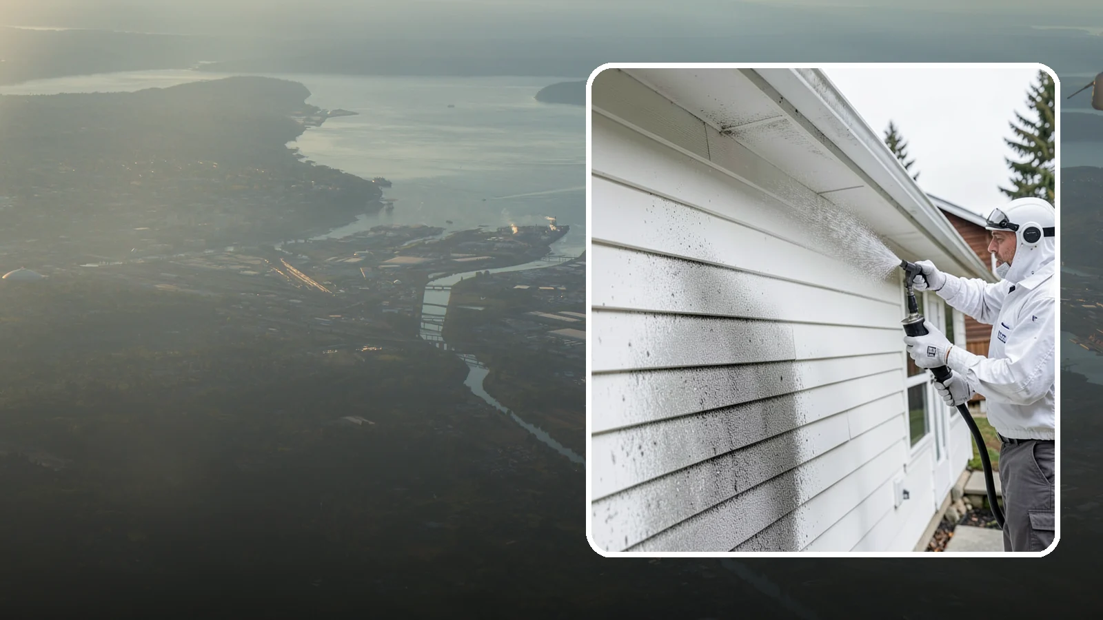 House Mildew Removal in Fife, Pierce County, WA - House mildew removal eliminates the fuzzy gray and black mildew that our humid, shaded climate spreads across siding and trim.