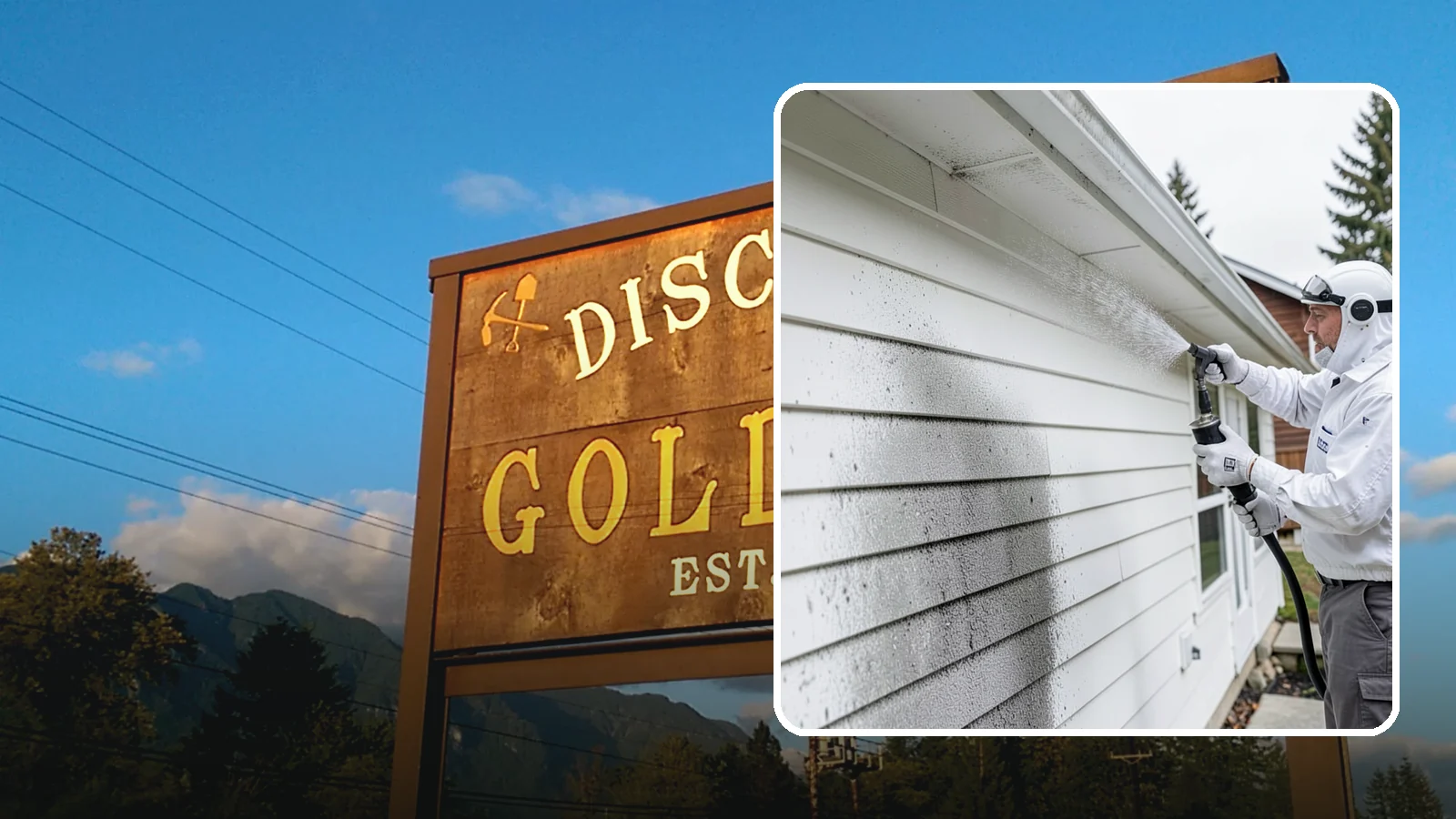 House Mildew Removal in Gold Bar, Snohomish County, WA - House mildew removal eliminates the fuzzy gray and black mildew that our humid, shaded climate spreads across siding and trim.