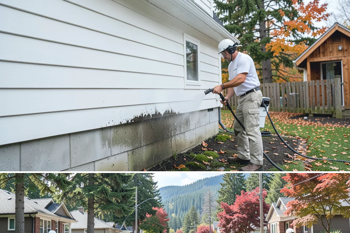 House Mildew Removal in Hunts Point, King County, WA - Treat during dry summer days so the solution can dwell and dry before renewed moisture feeds regrowth.