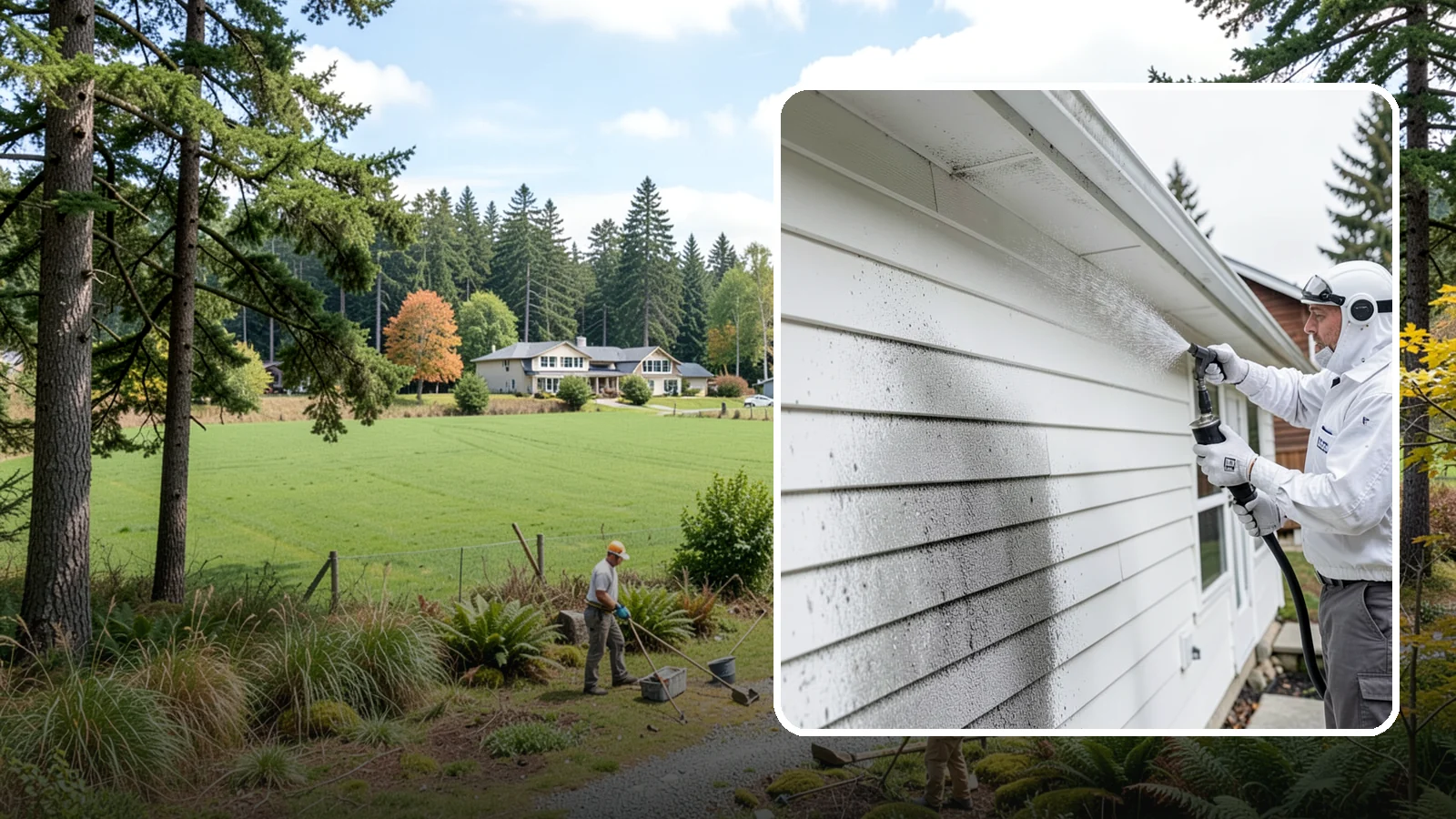 House Mildew Removal in Lyman, Skagit County, WA - House mildew removal eliminates the fuzzy gray and black mildew that our humid, shaded climate spreads across siding and trim.