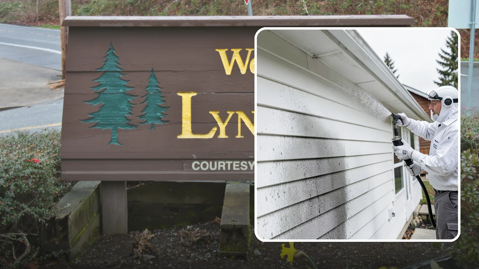 House Mildew Removal in Lynnwood, Snohomish County, WA - House mildew removal eliminates the fuzzy gray and black mildew that our humid, shaded climate spreads across siding and trim.