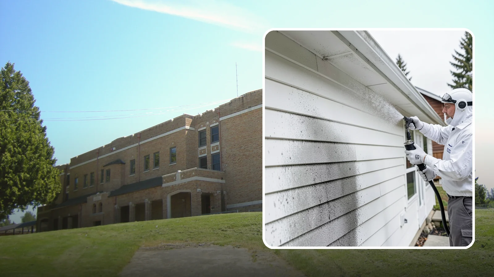 House Mildew Removal in Maple Valley, King County, WA - House mildew removal eliminates the fuzzy gray and black mildew that our humid, shaded climate spreads across siding and trim.