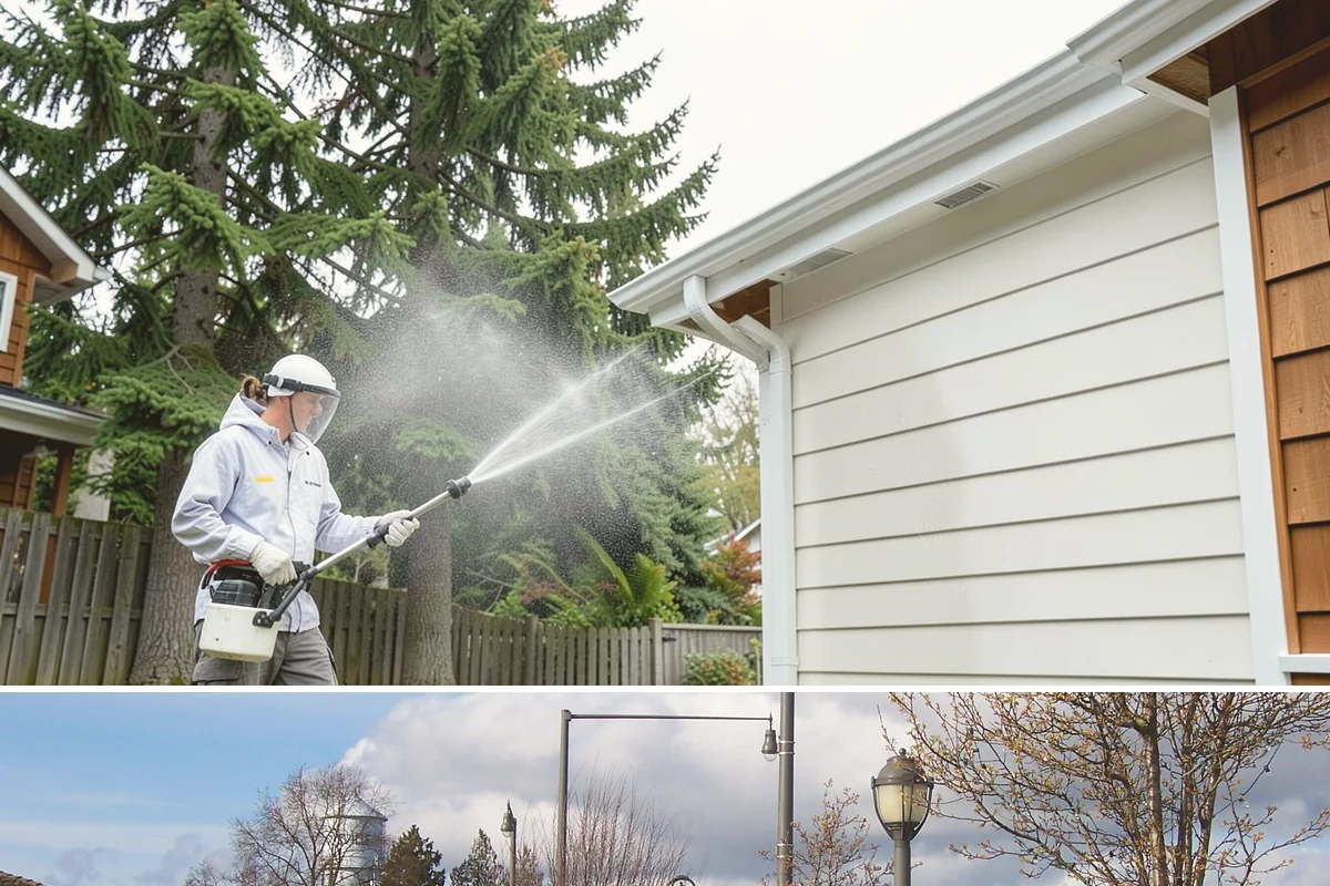 House Mildew Removal in Marysville, Snohomish County, WA - Treat during dry summer days so the solution can dwell and dry before renewed moisture feeds regrowth.