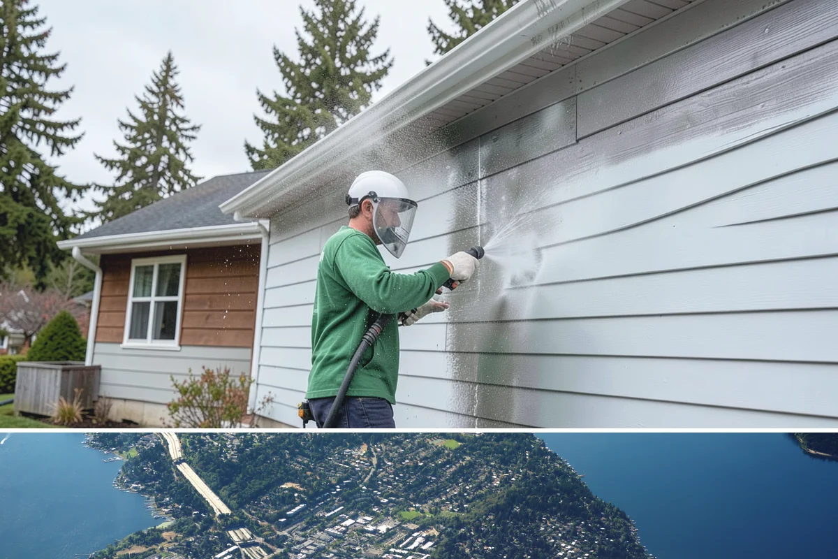 House Mildew Removal in Mercer Island, King County, WA - Treat during dry summer days so the solution can dwell and dry before renewed moisture feeds regrowth.