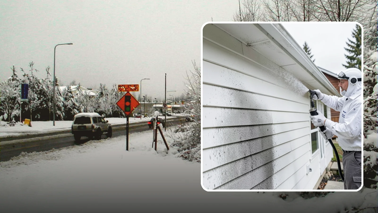 House Mildew Removal in Newcastle, King County, WA - House mildew removal eliminates the fuzzy gray and black mildew that our humid, shaded climate spreads across siding and trim.