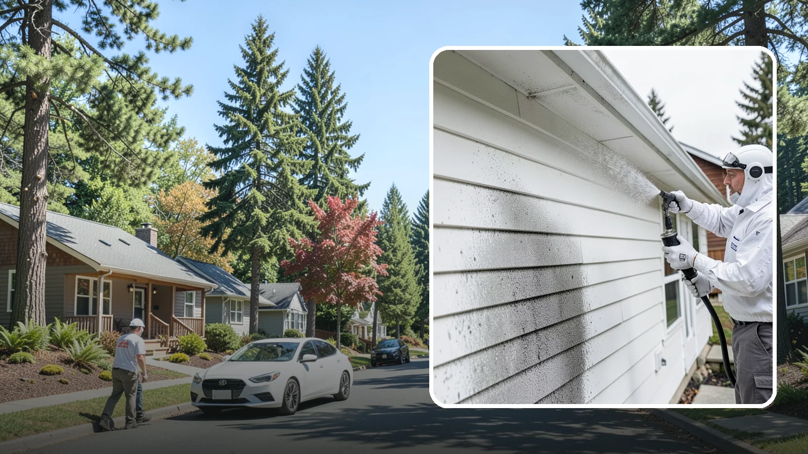 House Mildew Removal in Orting, Pierce County, WA - House mildew removal eliminates the fuzzy gray and black mildew that our humid, shaded climate spreads across siding and trim.