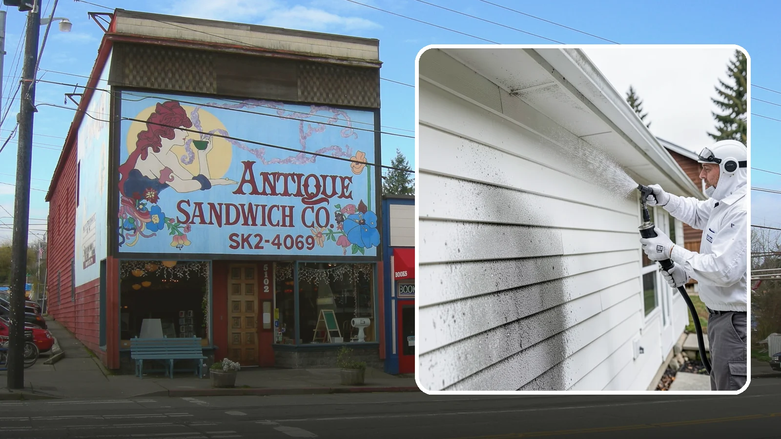 House Mildew Removal in Ruston, Pierce County, WA - House mildew removal eliminates the fuzzy gray and black mildew that our humid, shaded climate spreads across siding and trim.