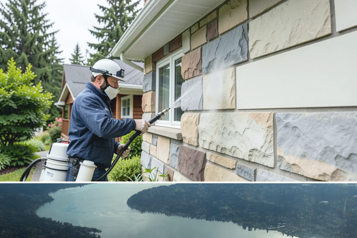 House Mildew Removal in Sammamish, King County, WA - Treat during dry summer days so the solution can dwell and dry before renewed moisture feeds regrowth.