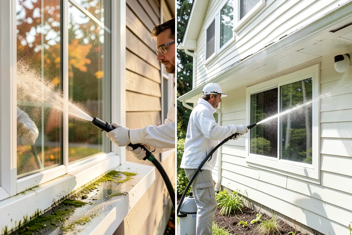 House Mildew Removal in Seattle, King County, WA - Locate the heaviest mildew on shaded elevations