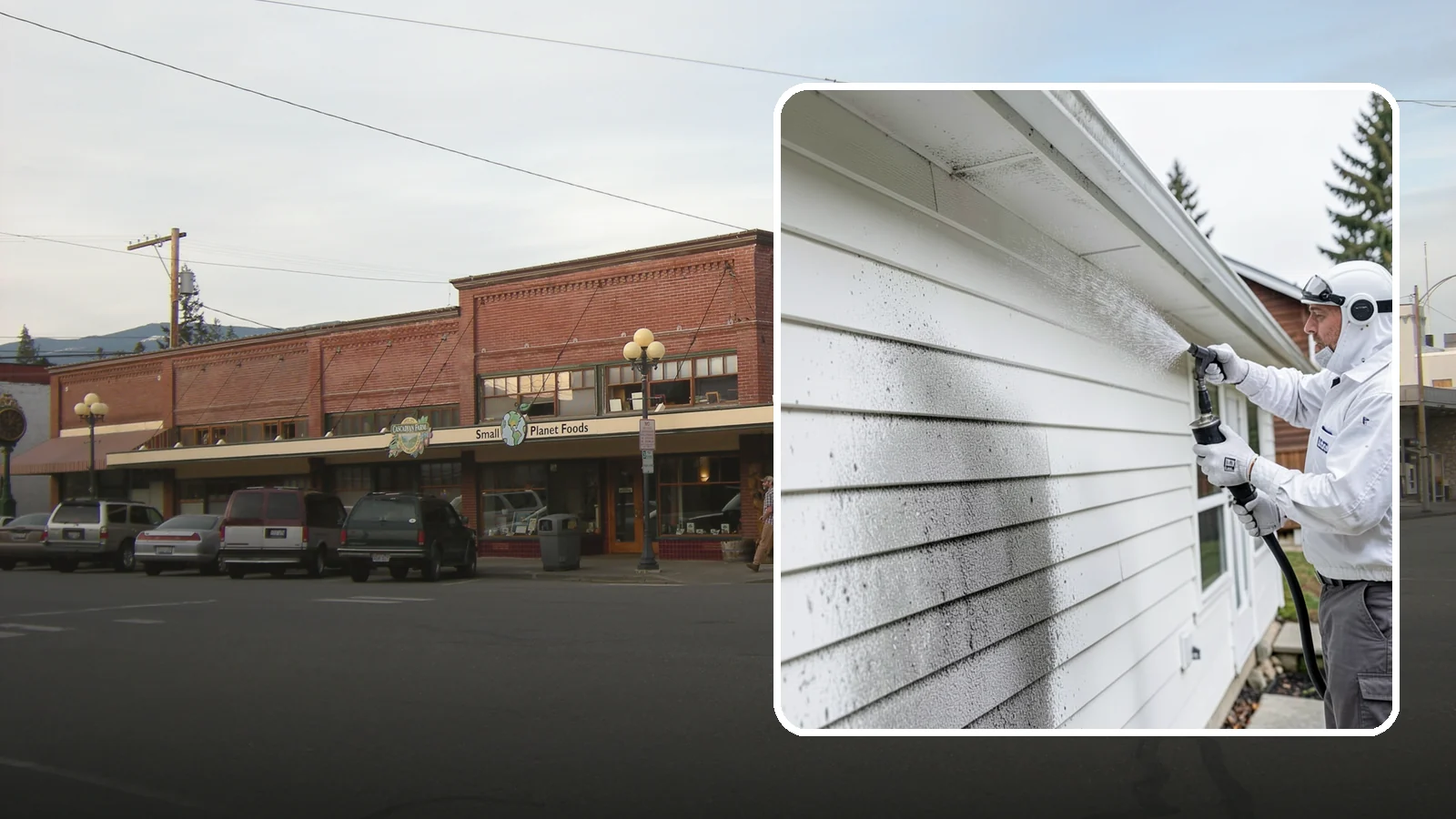 House Mildew Removal in Sedro-Woolley, Skagit County, WA - House mildew removal eliminates the fuzzy gray and black mildew that our humid, shaded climate spreads across siding and trim.