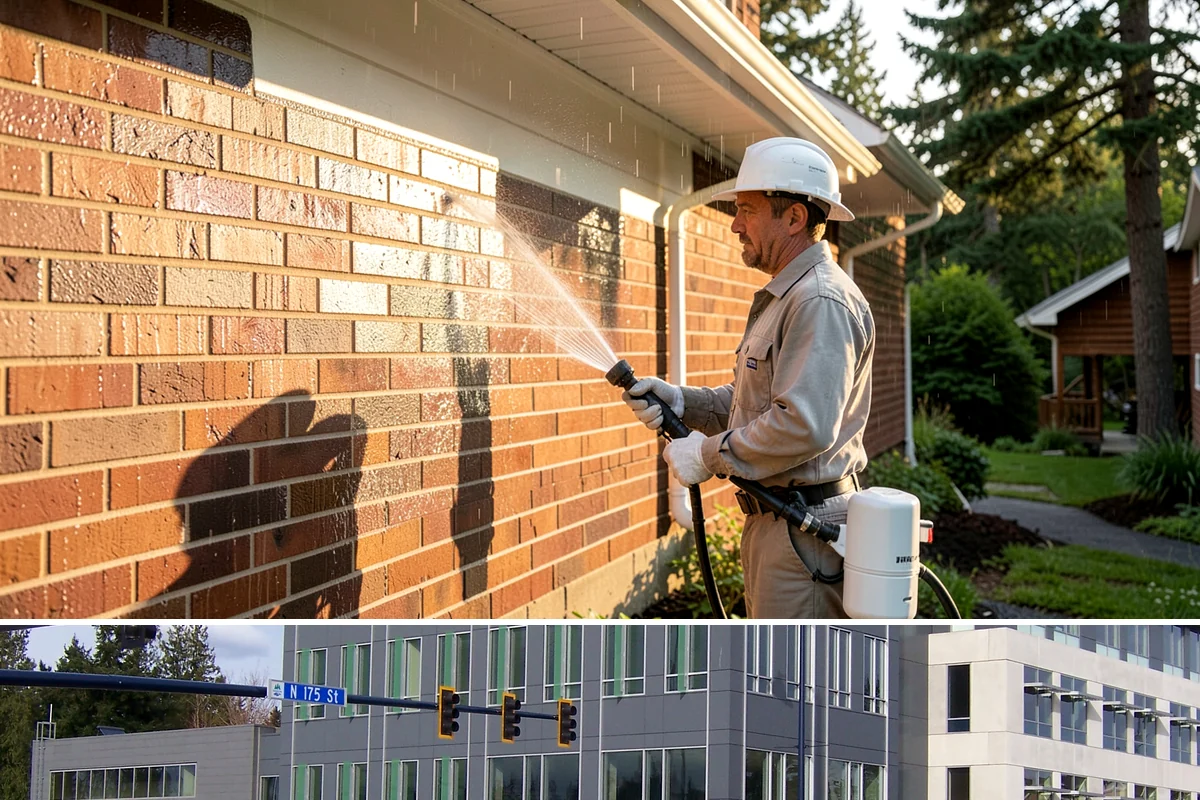 House Mildew Removal in Shoreline, King County, WA - Treat during dry summer days so the solution can dwell and dry before renewed moisture feeds regrowth.