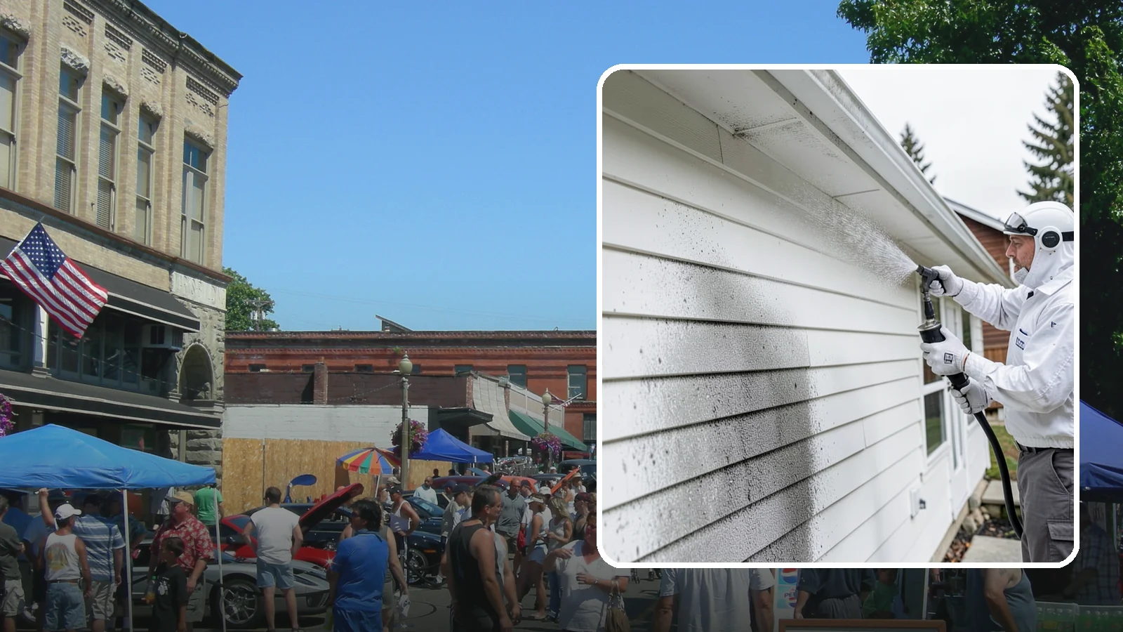 House Mildew Removal in Snohomish, Snohomish County, WA - House mildew removal eliminates the fuzzy gray and black mildew that our humid, shaded climate spreads across siding and trim.