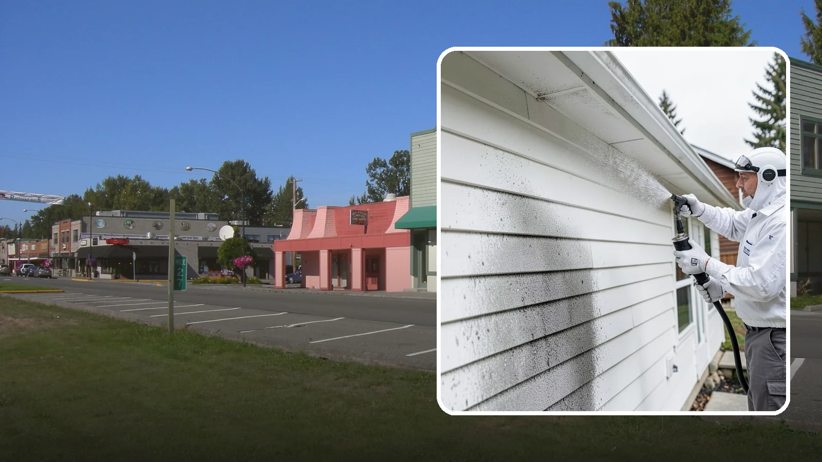 House Mildew Removal in Snoqualmie, King County, WA - House mildew removal eliminates the fuzzy gray and black mildew that our humid, shaded climate spreads across siding and trim.