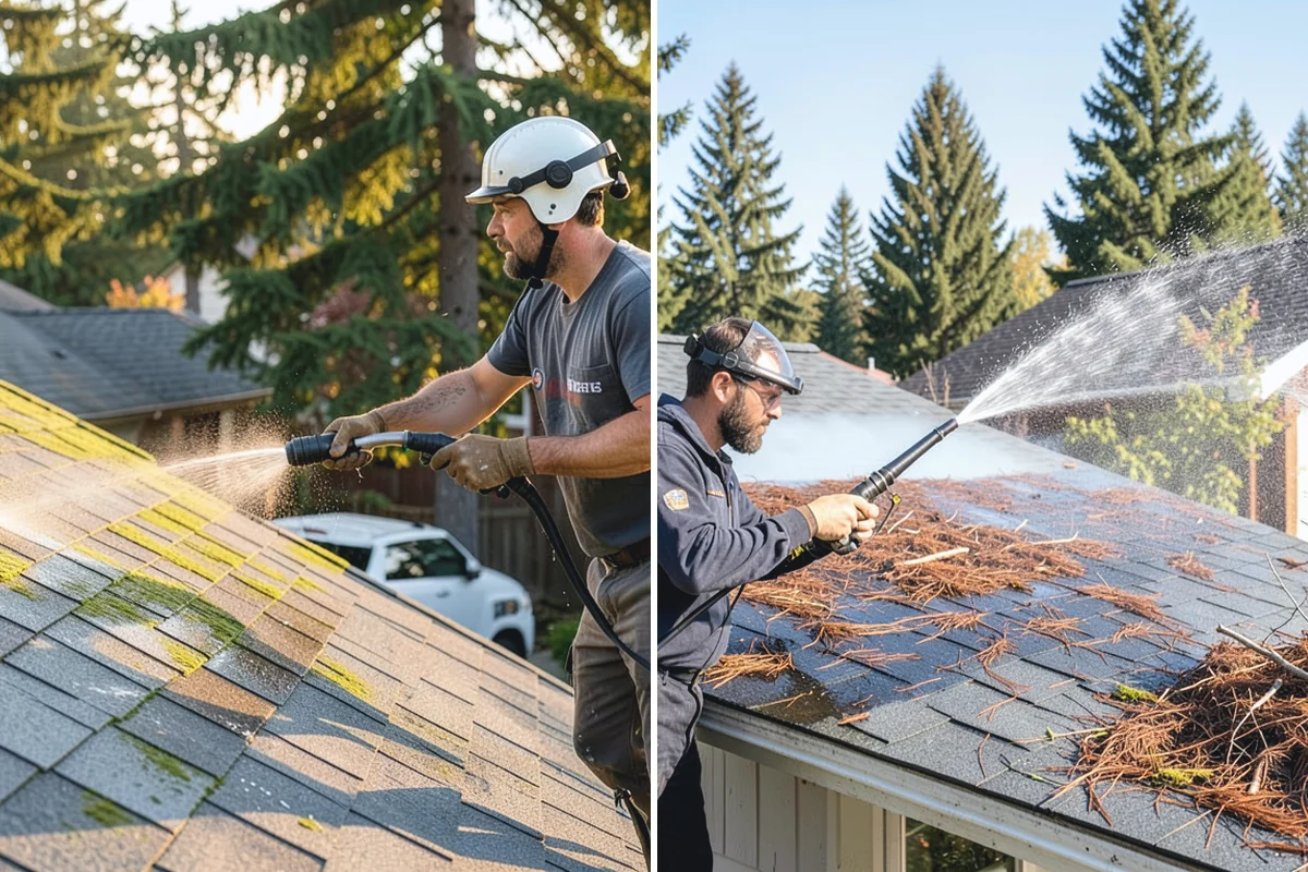 House Mildew Removal in South Prairie, Pierce County, WA - Locate the heaviest mildew on shaded elevations