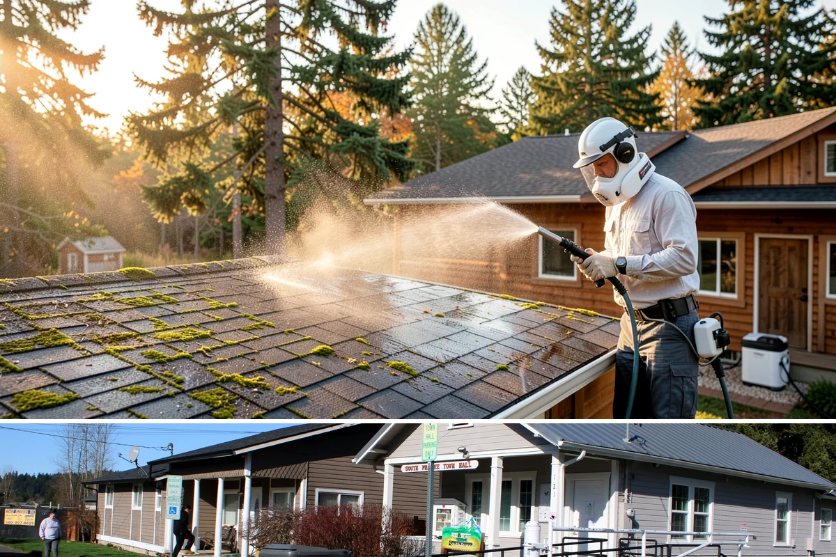House Mildew Removal in South Prairie, Pierce County, WA - Treat during dry summer days so the solution can dwell and dry before renewed moisture feeds regrowth.
