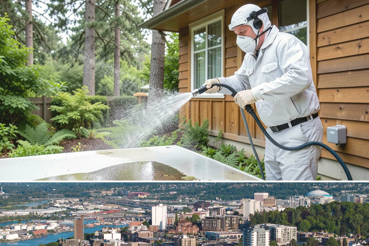 House Mildew Removal in Tacoma, Pierce County, WA - Treat during dry summer days so the solution can dwell and dry before renewed moisture feeds regrowth.