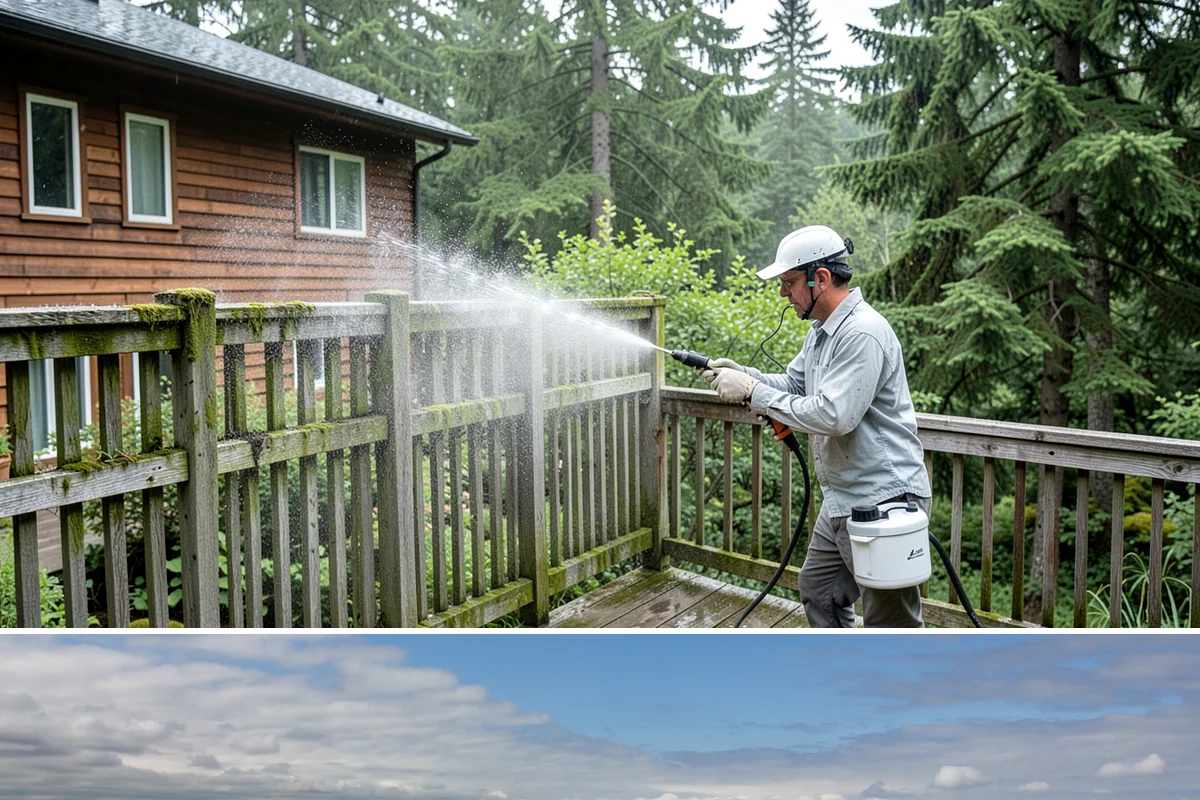 House Mildew Removal in University Place, Pierce County, WA - Treat during dry summer days so the solution can dwell and dry before renewed moisture feeds regrowth.