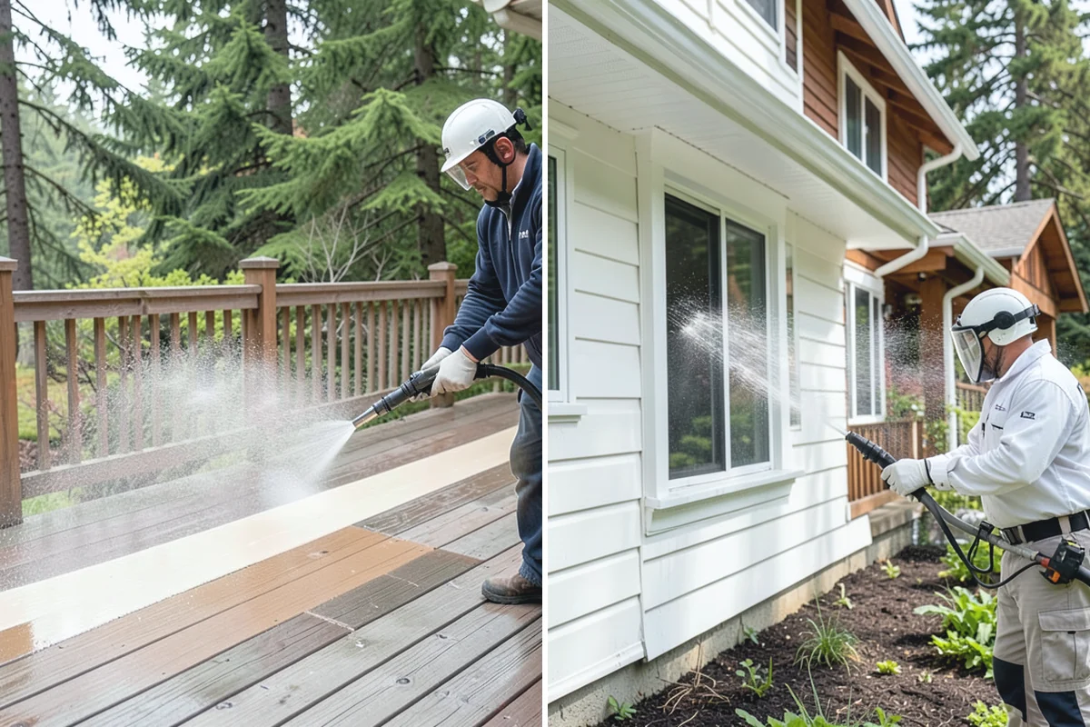House Mildew Removal in Woodinville, King County, WA - Locate the heaviest mildew on shaded elevations