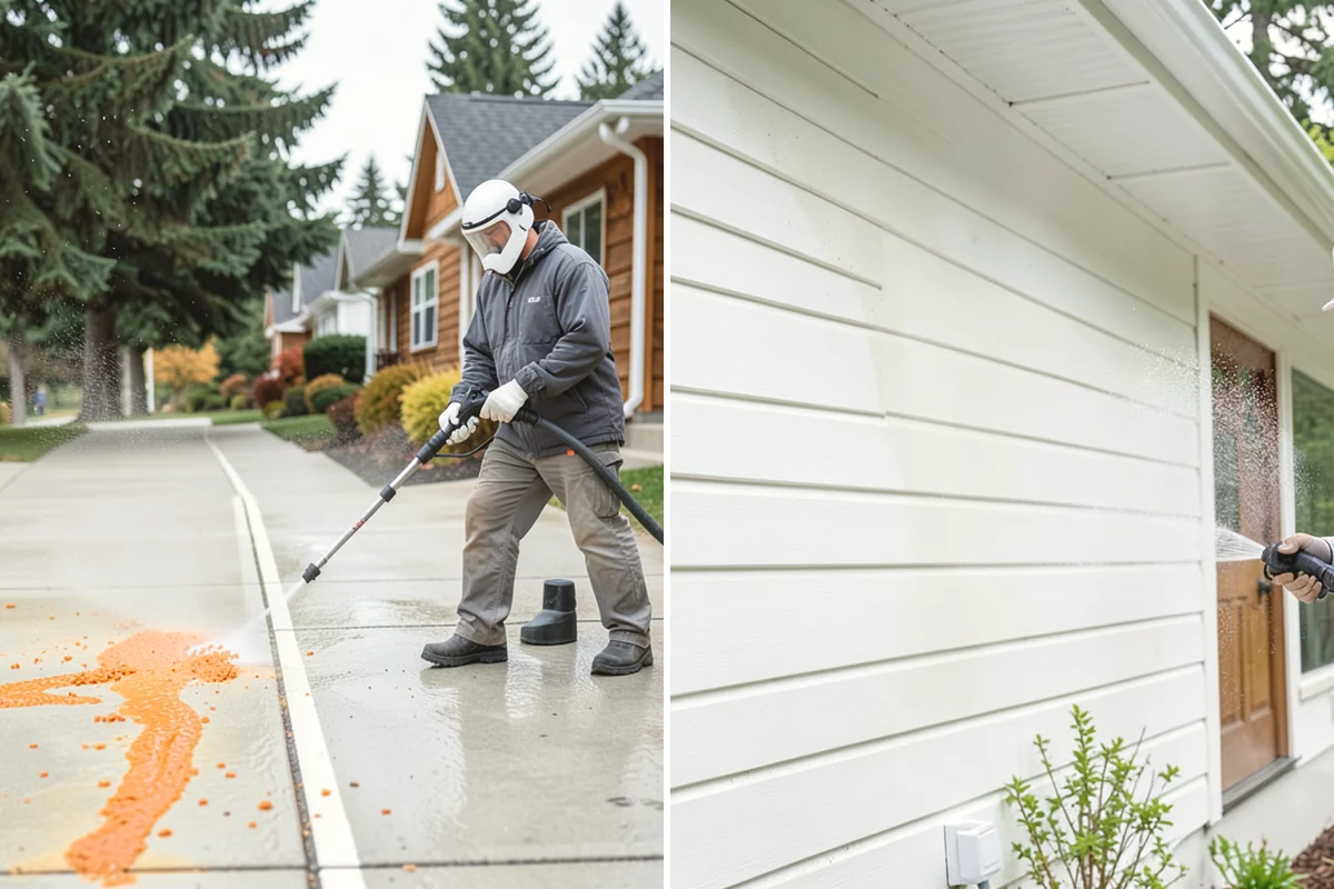 House Mildew Removal in Yarrow Point, King County, WA - Locate the heaviest mildew on shaded elevations