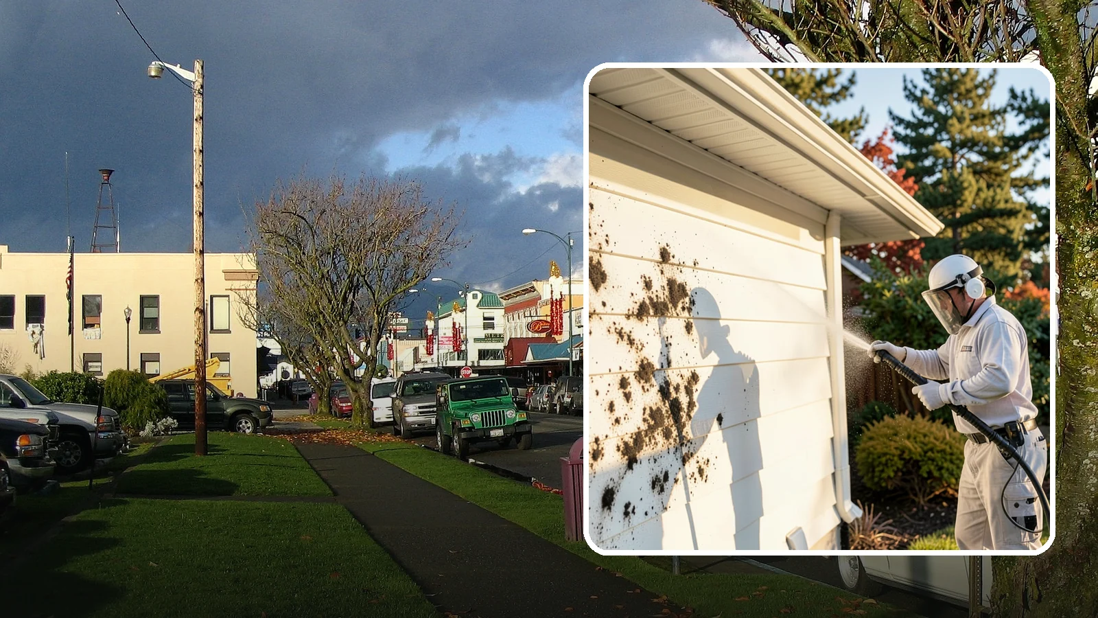 House Mold Removal in Arlington, Snohomish County, WA - House mold removal treats the darker mold colonies that take hold on damp siding in our shaded, consistently wet conditions.
