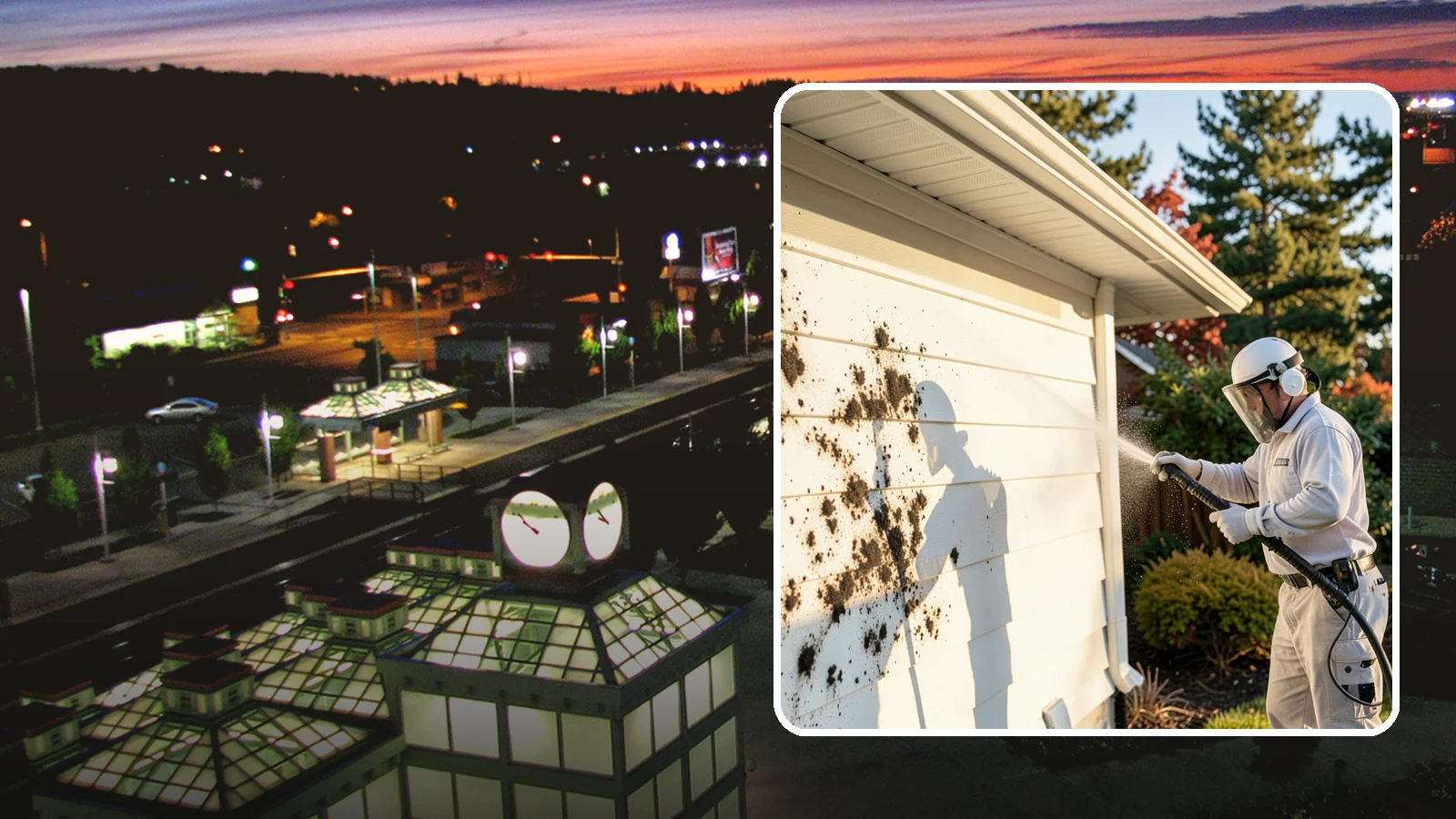 House Mold Removal in Auburn, King County, WA - House mold removal treats the darker mold colonies that take hold on damp siding in our shaded, consistently wet conditions.