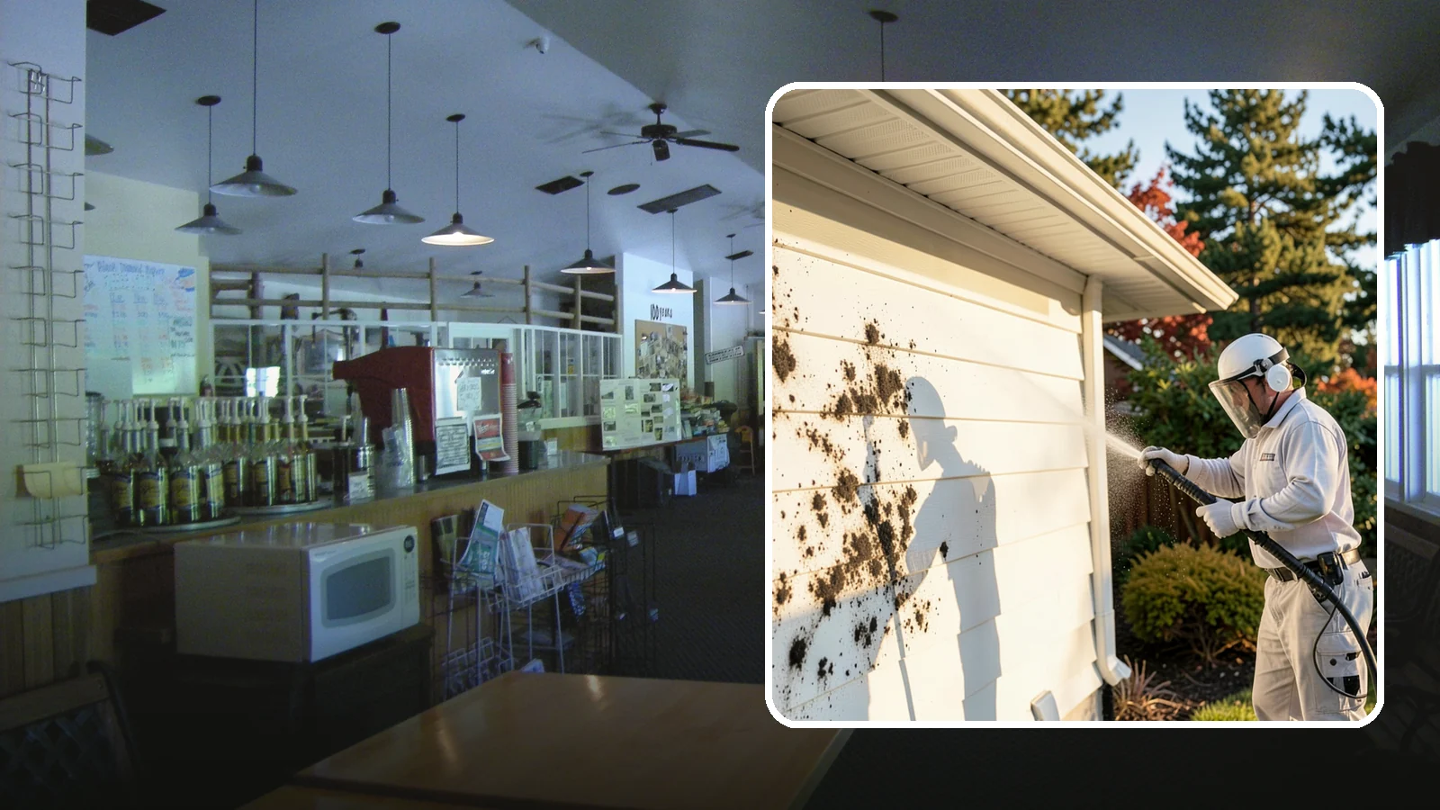 House Mold Removal in Black Diamond, King County, WA - House mold removal treats the darker mold colonies that take hold on damp siding in our shaded, consistently wet conditions.