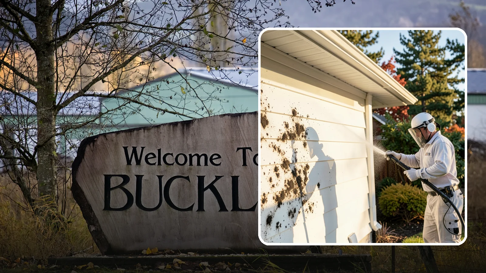 House Mold Removal in Buckley, Pierce County, WA - House mold removal treats the darker mold colonies that take hold on damp siding in our shaded, consistently wet conditions.