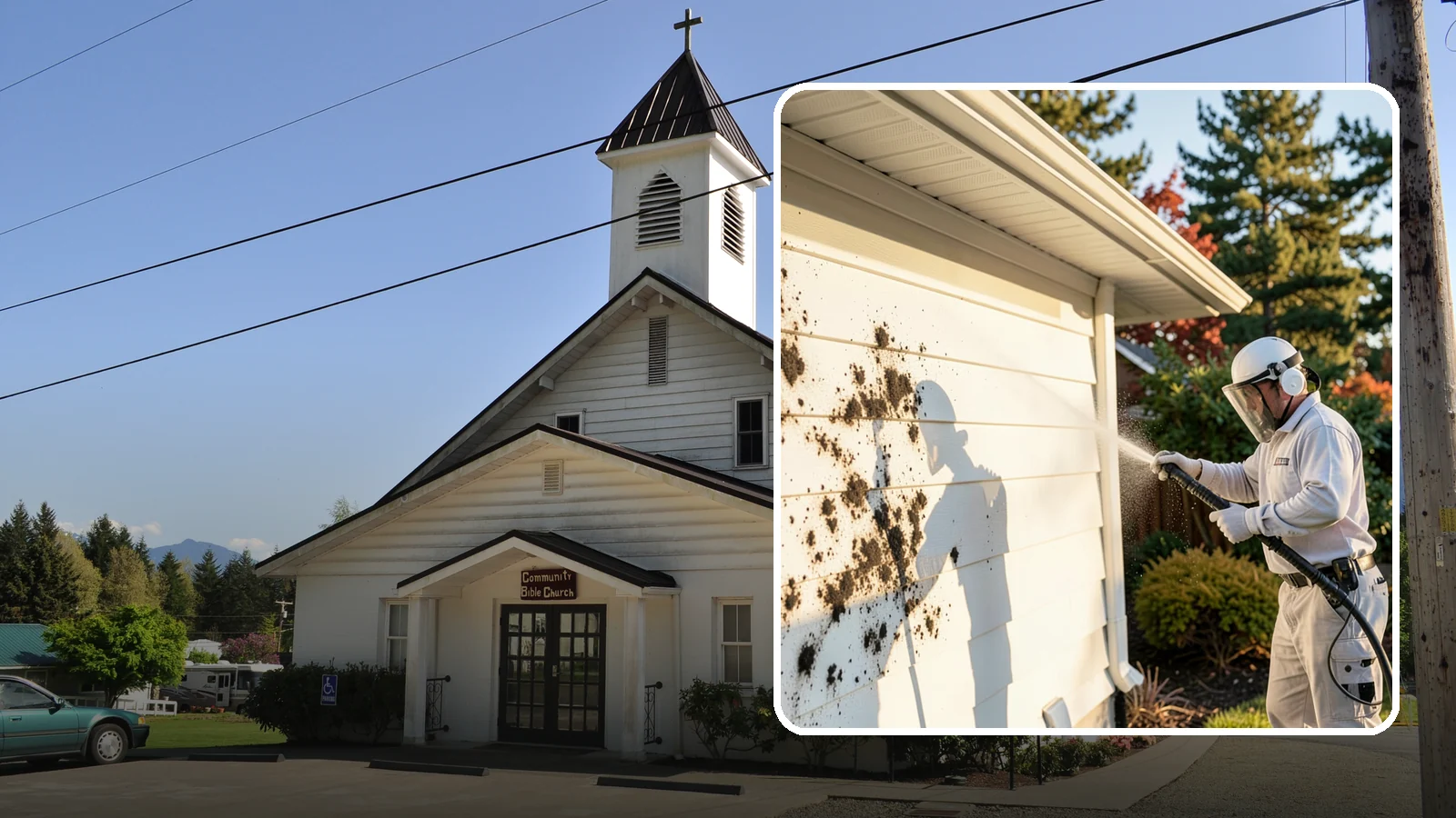 House Mold Removal in Concrete, Skagit County, WA - House mold removal treats the darker mold colonies that take hold on damp siding in our shaded, consistently wet conditions.