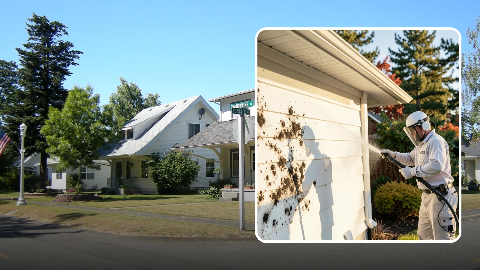 House Mold Removal in DuPont, Pierce County, WA - House mold removal treats the darker mold colonies that take hold on damp siding in our shaded, consistently wet conditions.