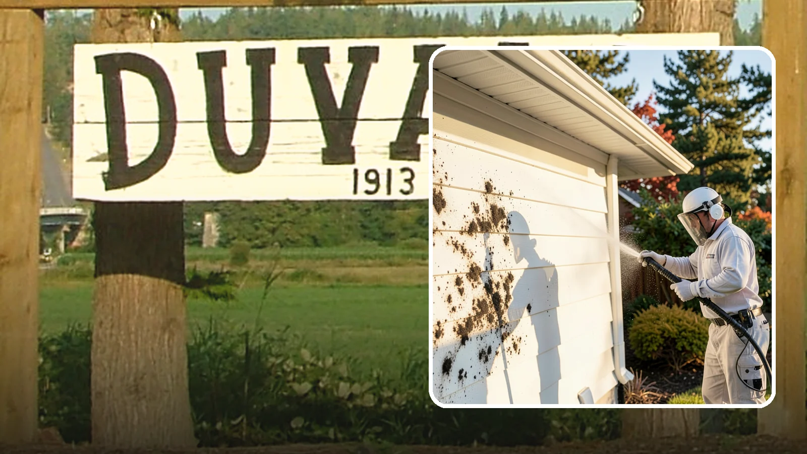 House Mold Removal in Duvall, King County, WA - House mold removal treats the darker mold colonies that take hold on damp siding in our shaded, consistently wet conditions.