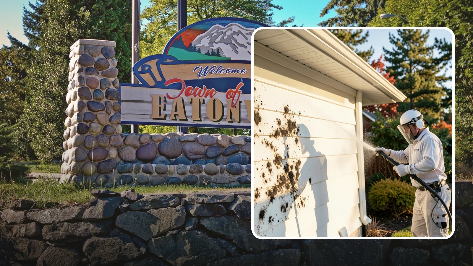 House Mold Removal in Eatonville, Pierce County, WA - House mold removal treats the darker mold colonies that take hold on damp siding in our shaded, consistently wet conditions.