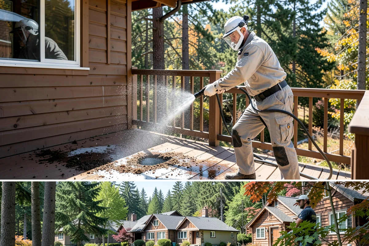 House Mold Removal in Edgewood, Pierce County, WA - Treat in the dry summer months so the solution can fully neutralize the mold before wet conditions return.