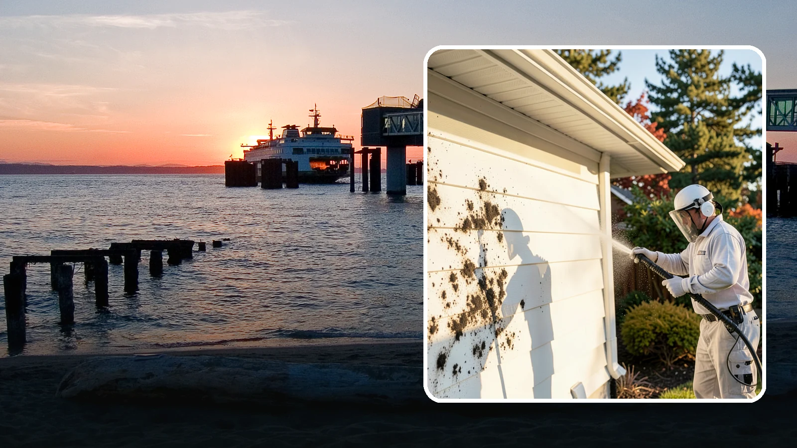 House Mold Removal in Edmonds, Snohomish County, WA - House mold removal treats the darker mold colonies that take hold on damp siding in our shaded, consistently wet conditions.