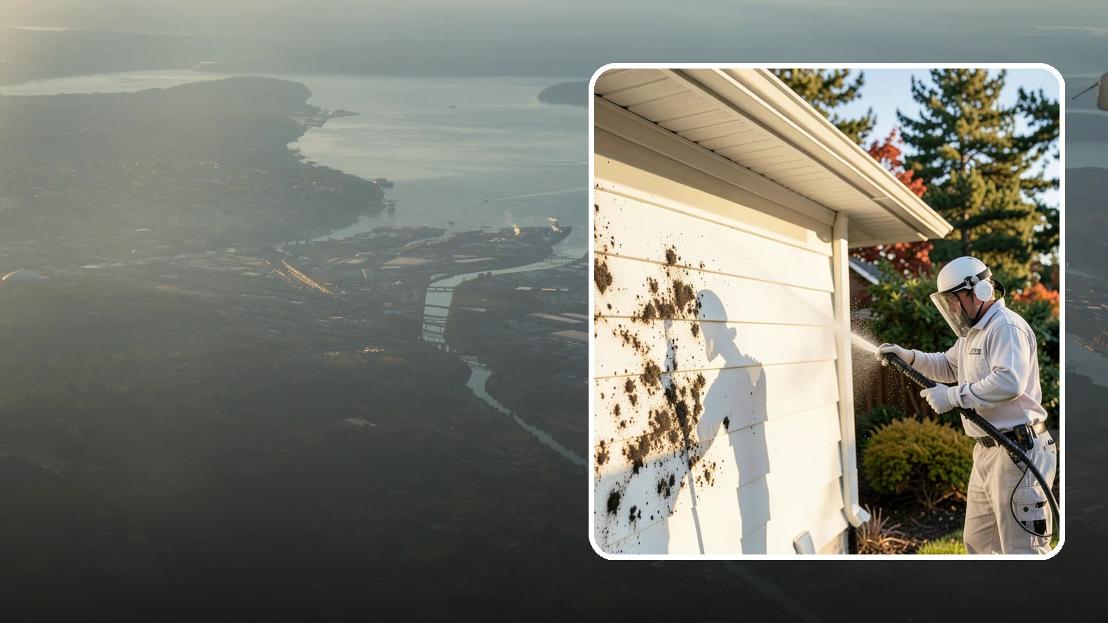 House Mold Removal in Fife, Pierce County, WA - House mold removal treats the darker mold colonies that take hold on damp siding in our shaded, consistently wet conditions.
