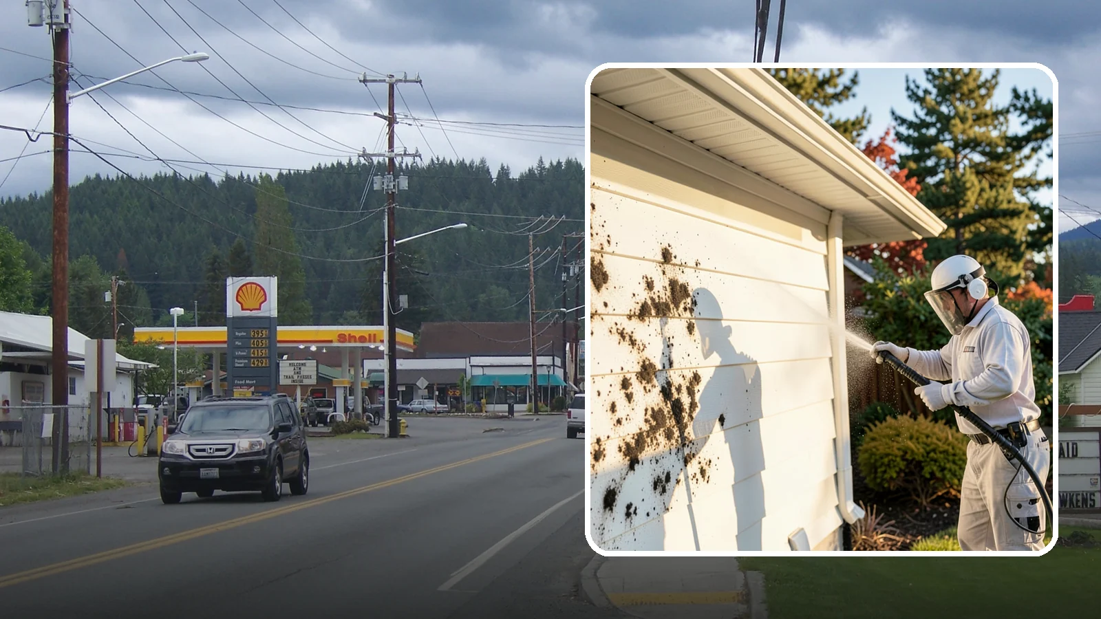 House Mold Removal in Granite Falls, Snohomish County, WA - House mold removal treats the darker mold colonies that take hold on damp siding in our shaded, consistently wet conditions.